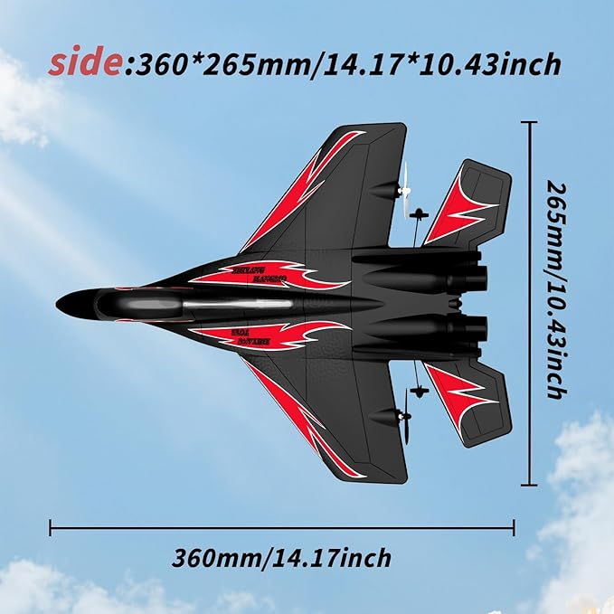 Foam Remote Control Wireless Airplanes RC Planes Remote Control Fighter Toys 2CH 2.4Ghz RC Fighter Jet with Light Hobby Rc Airplanes Easy to Fly for Kids Boys Adults(Black)