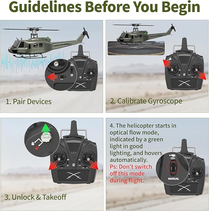 Carmanon UH-1 RC Helicopter - Huey Collectable Remote Control Helicopter with Auto-Hover for Adults Beginners 1/27 Scale 2 Batteries