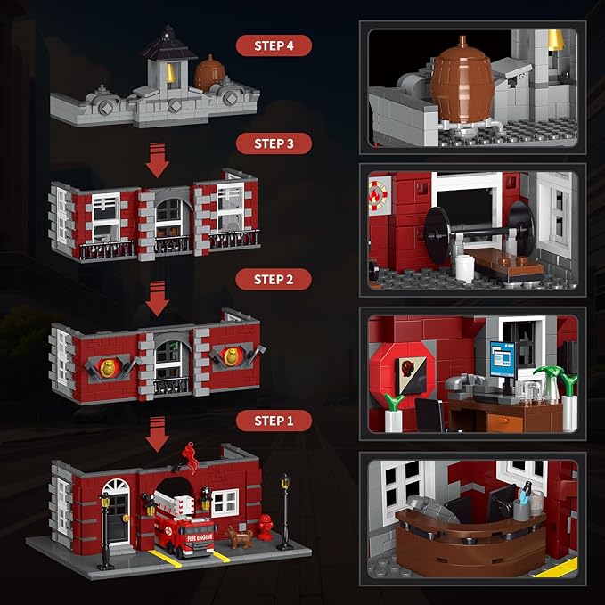 City Fire Rescue Building SetCompatible with Lego Fire Truck Building BlocksBirthday Gifts for Children and Adult (1823 PCS)