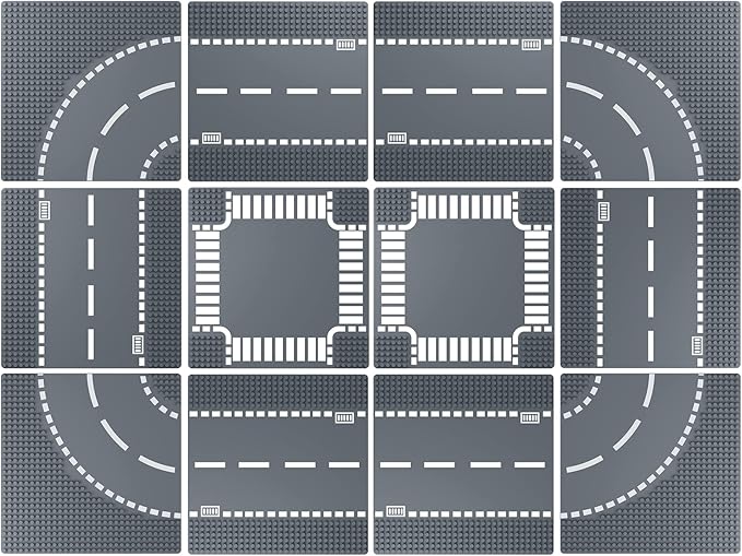 Road Base Plates for City Building Block 12 Street Plates 10x10 Road Baseplates