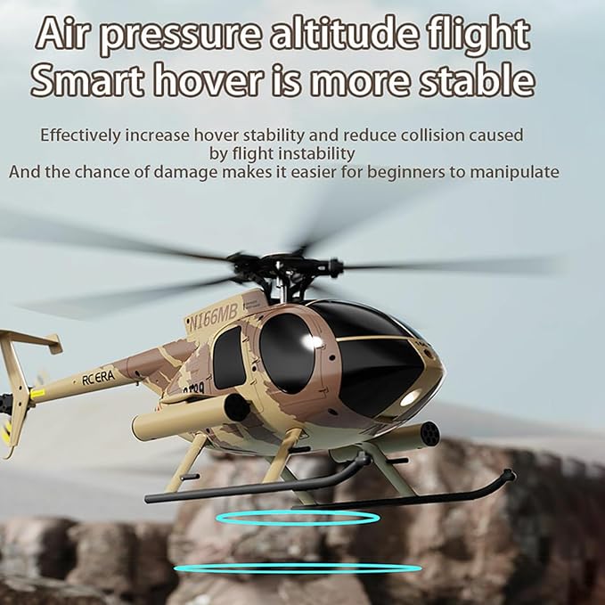 C189 Remote Control Helicopter 2.4G 6CH UAV 1:28 Brushless Motor RC Helicopter Single Blade Flybarless Remote Helicopter RTF with Optical Flow Localization 2 Battery - Red