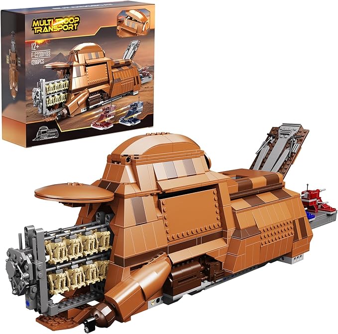 Battle Trade Federation Droid Ship Multi Troop Transport Building Kit Battle Soldiers Troop Carrier with 2 Droidekas &amp 8 Machine GunBuilidng Toy for Kids Ages 12+(1286 Pieces)