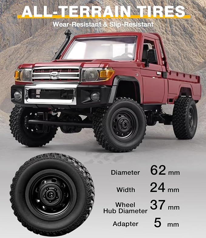MN82 RC Rock Crawler 1/12 MNRC RC Crawler 4x4 Toyota LC79 Off Road RC Pickup Truck 4WD 2.4GHz RC Climing Car RTF with LED Lights for Adults