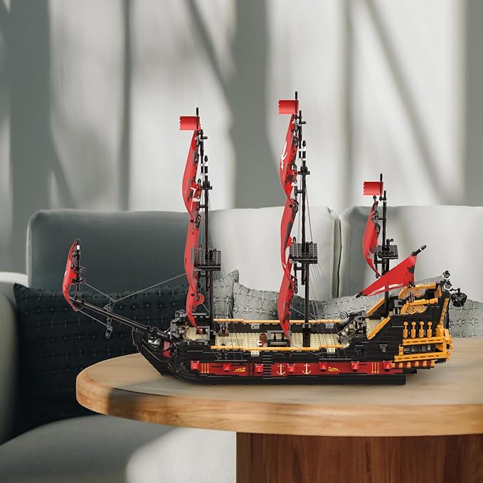 JMBricklayer Pirate Ship Building Sets for Adults 40107 Queen Anna's Revenge Pirate Ship Building Blocks Construction Set Ship Collection Display Office Room Decor Gifts for Kids Teens Boys 8+