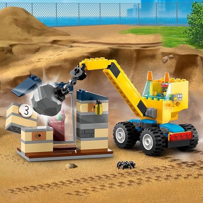 Lego 60391 City Camiones de Construcción y Grúa con Bola de Demolición Excavadora de Juguete Camión Basculante y Vehículos de Transporte Set de Aprendizaje para Niños y Niñas a Partir de 4 Años