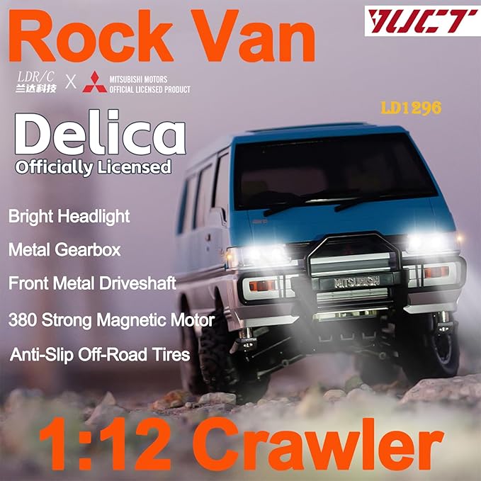 YUCT 1/12 Mitsubishi Delica L300 4WD RC Rock Crawler 2.4GHz Remote Control Van Two 1200mAh Batteries