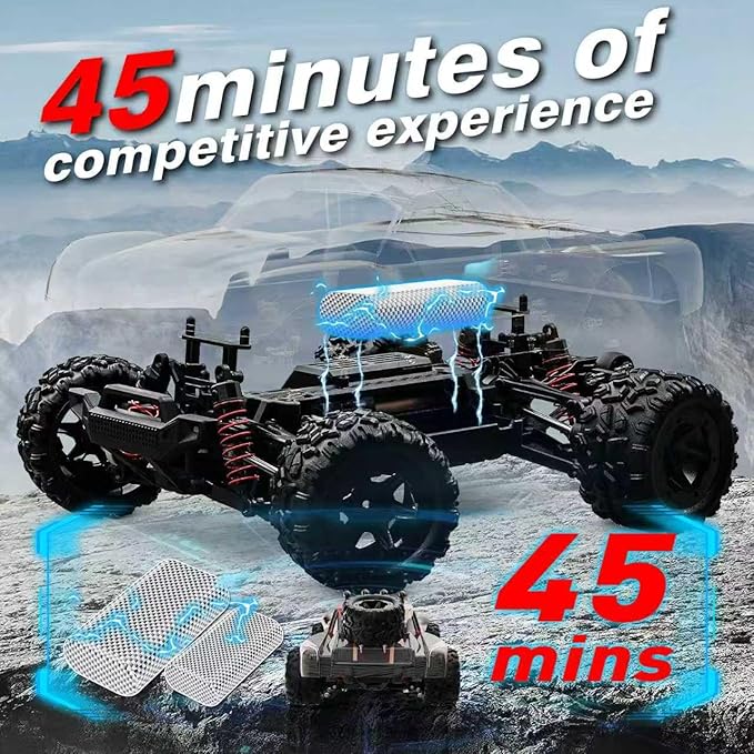 Remote Control Car1/18 Scale RC Cars for Adults &amp Kids - IPX4 Waterproof 40KM/H 4X4 Off Road Truck 2.4GHz Remote Control 4WD All Terrain Vehicle with 2 Batteries (Red)