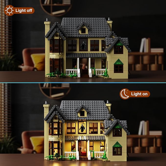 Horror House Building Block Set Scary Movie Haunted House Model Compatible with Lego Horror House Building Toy Halloween Decoration Gift for Man Woman or Horror Film Fans 18+(1275Pcs)