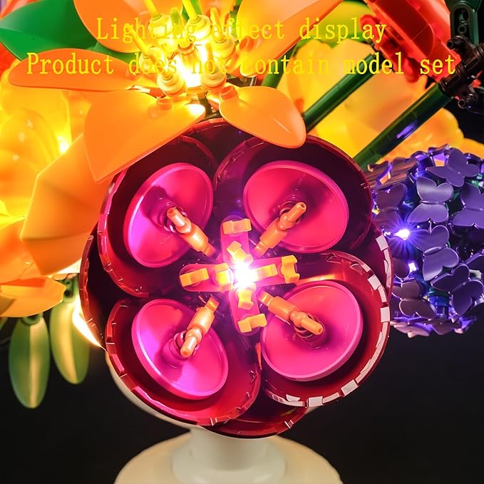 LED Light Kit Compatible with Lego Flower Arrangement Building Blocks Model - Lighting Set for Botanical Collection 10345 (Model Set Not Included)