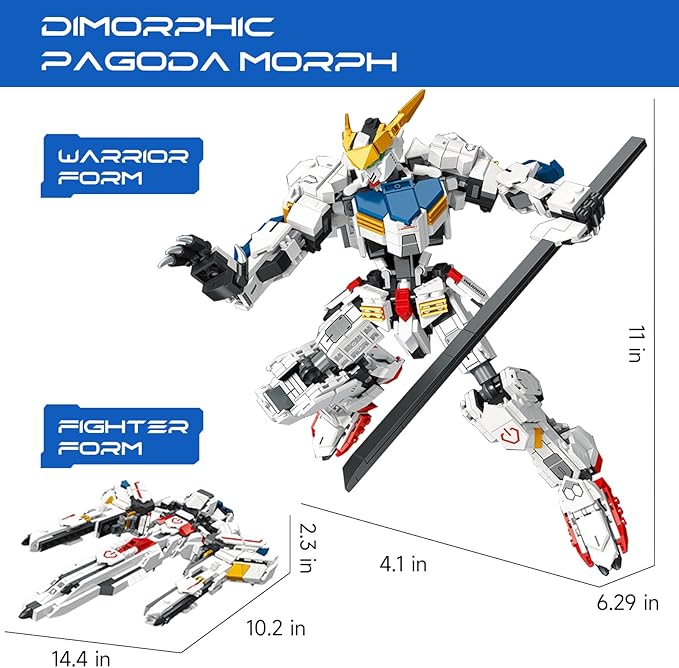 Velance Mech Robot Transforming Building Blocks Set Warrior City Mech &amp Fighter Jet Building Toy Kit Mecha Robot Building Block Model for Kids &amp Adults Birthday Valentine's Day Gift(952 Pc