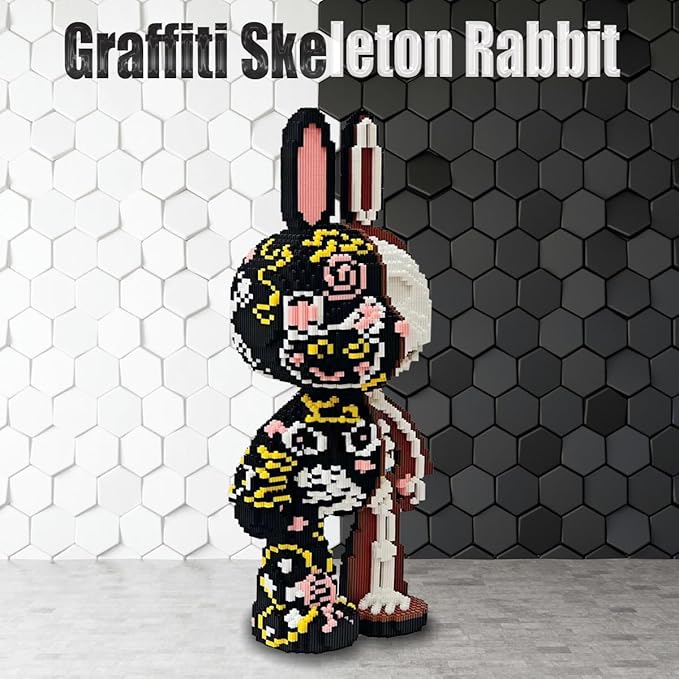 Animal Graffiti Skeleton Rabbit Micro Building Blocks Set（8000PCS 55cm High Series） Gift for Adults and Kids