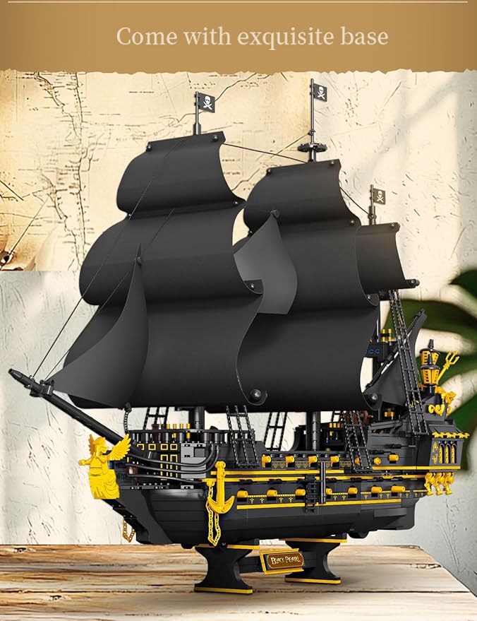 SEMKY Pirate Series Black Devil Pirate Ship MOC Building Blocks and Engineering Toy（2076 Pieces）
