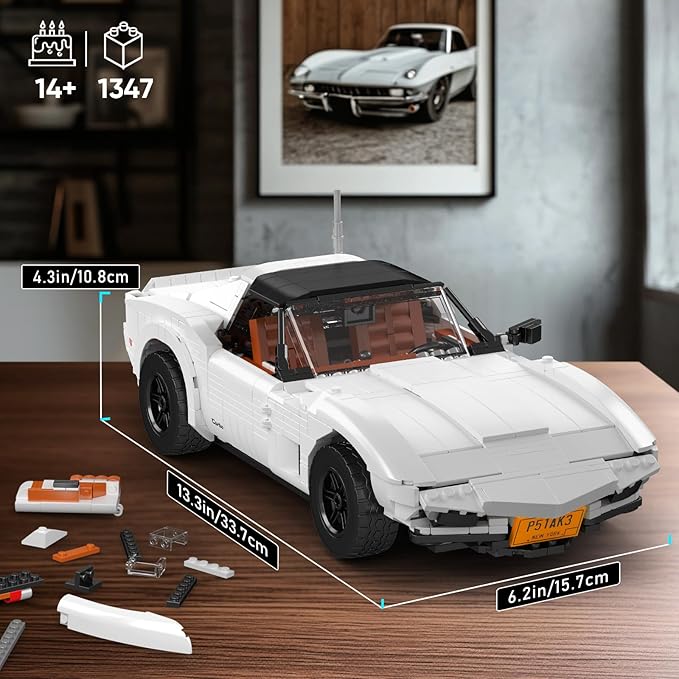 Mould King 10198 Sport Car Model Building Kit Clasic Vintage Car Build Blocks Set with 1347 Pieces Construction Vehicle Toy Collection Set for Adult