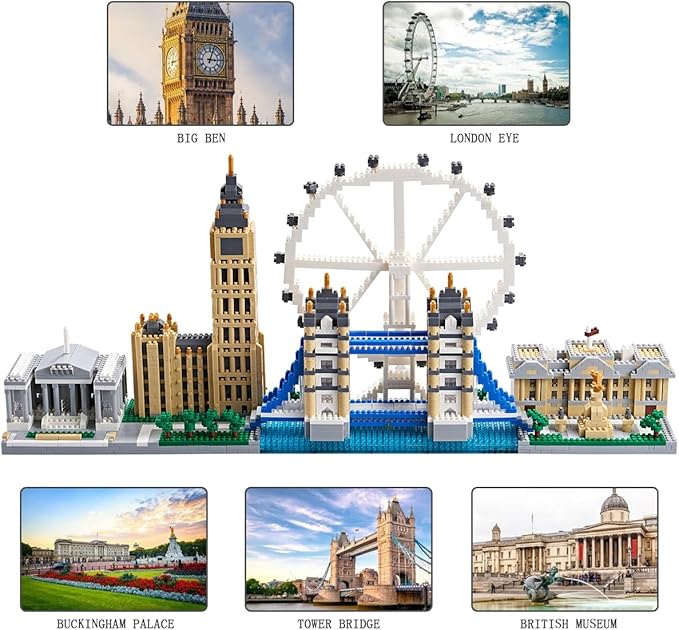 Architecture Series Mini Bricks for Adults and Teens London Skyline Collection 3430 PCSMicro Mini Blocks Set Model KitLandmark Model