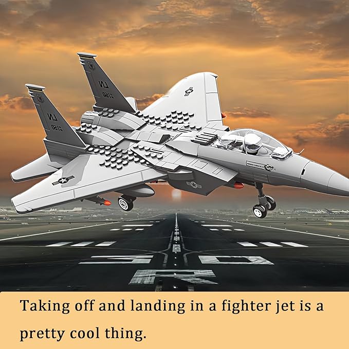 Military F-15 Eagle Fighter Jet Compatible with Lego 270 Pieces Toy Plane for Kids 10+ and Adults Army Airplane Toys for Military Fans