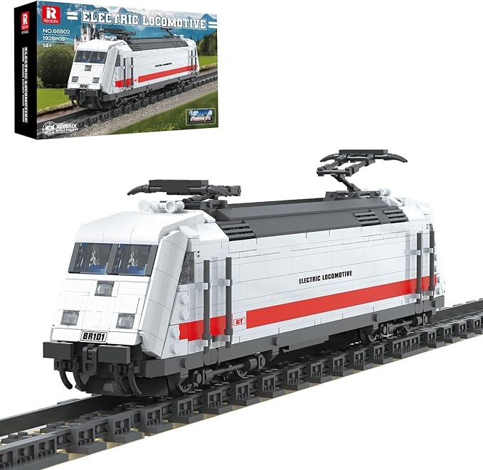 Reobrix BR101 Train Building Block Set with Track 66802 Creative Train Model Set Collectible Electric Locomotive Display Ideal Gifts for Boys and Adults(1928PCS)