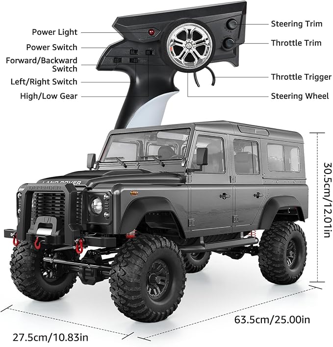 DOUBLE E 1/8 Land Rover Defender D110 RC Crawler Truck 4x4 Offroad Hobby Grade with 550 Motor for Adults E101