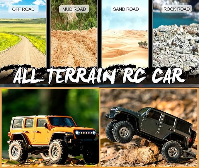 YIKESHU RC Rock Crawler RC Truck 4x4 RC Car Off Road 1/18 Scale Remote Control Truck Realistic 3 Speed Proportional Steering 370 Brushed Motor Upgrade Chassis Led Light Hobby Toy for Adult