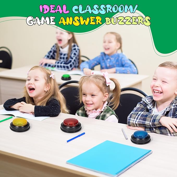 8-Pack Game Buzzers for Trivia Games – Classroom Quiz Buzzers with Lights &amp Sounds for Learning Parties &amp Family Fun