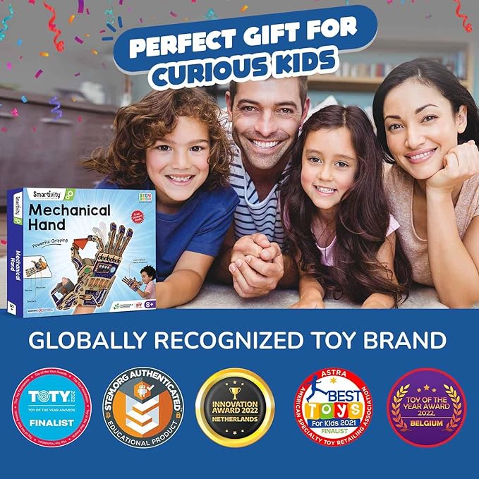 Smartivity DIY Robotic Mechanical Hand STEM Toy for Kids 8-14 Years Old | Parents Choice Award Winner I Birthday Gift for Kids | Engineering Kit for 8 9 10 11 12 13 14 Years Old Boys &amp Girls