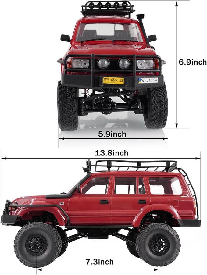ARRIS 1/16 LC80 RC Crawler WPL C54-1 RC Rock Crawler 4x4 4WD Off Road RC Truck 2.4Ghz RTF Remote Control Car with Upgraded Chassis and Proportional Steering for Adults Hobby Vehicle