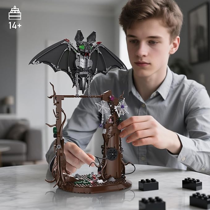Ideas Bat Animal Building Set MOC Creative Bat Bird Model Kit Standing and Handstand Collectible Home Office Decor Toy Gift for Teens Adults 14+ (839PCS)