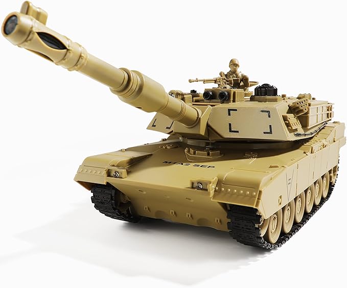 RC Military Tank Toy US M1A2 Abrams Remote Control Army Tank with IR Battle 2.4Ghz RC Military Vehicles for Boys Kids 6+ and Adults