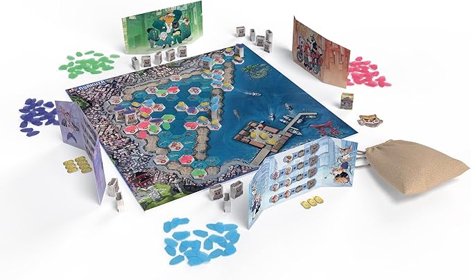 Nyakuza Board Game - Build Your Clan's Seafood Stall and Race to The Grand Market! Fun Competitive Strategy Game for Kids &amp Adults Ages 10+ 2-4 Players 45 Minute Playtime Made by CMON