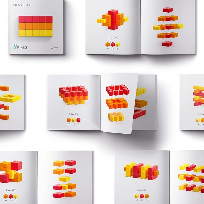 PIXIO Lava - Tiny Magnetic Blocks Building Toy in The Pixel Art Style with Free App - 5/16 Plastic Cubes with 6 Magnets Inside - Open Ended Toy - Creativity Toy for Ages 6+ - 60pcs