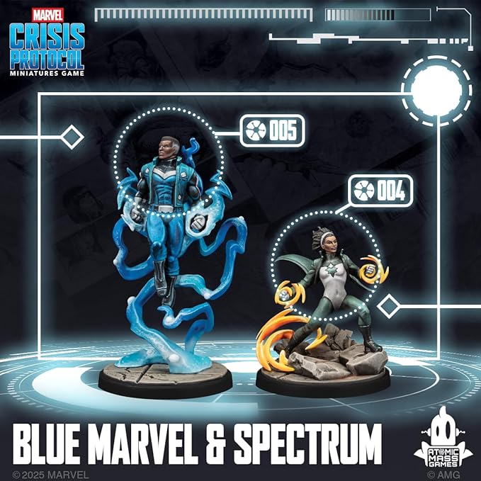 Asmodee Marvel: Crisis Protocol Blue Marvel &amp Spectrum Character Pack - Features The Mighty Avengers Affiliation &amp Leadership Ability Tabletop Superhero Game Ages 14+ 2 Players 90 Minute P