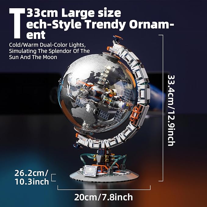 Space Station Globe Building Set for Students 360° Rotatable Educational Toys for Science Experiments with Dual Illumination Modes 21332 STEM Toys Gift for Teens 8-14 Years (657 Pieces)