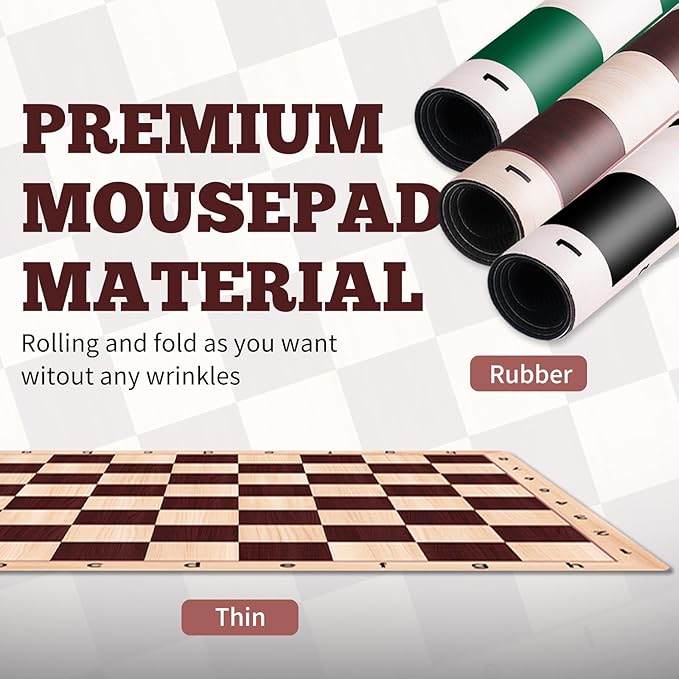 Chess Board Only 20 &amp 0.042 Super Thiness Mousepad Material Non-Slip Roll up Way Storage