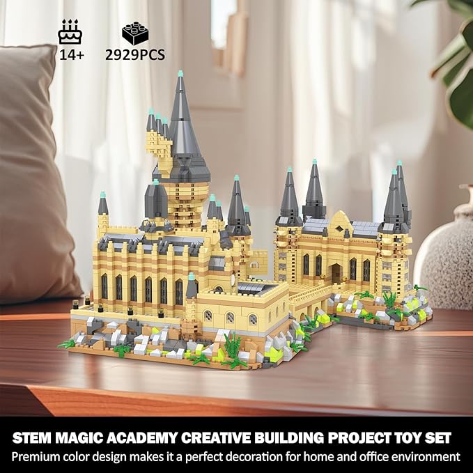Magic Castle Micro Mini Building Set 2929 Pcs Magic House Model Building Toys STEM Creative Magic World Office and Home Decor Bricks Kits Christmas Birthday Gift for Adults Teens Kids 14+