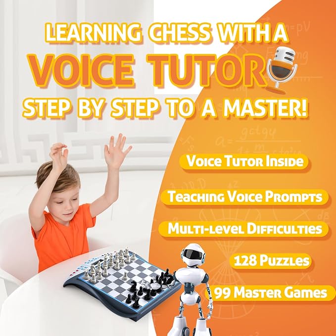 Talking Chess Master Electronic Chess Set with 2000 ELO Rating Great for Brain Strategy Training Strong Magnetic Chess Computer Game 1-2 Player Ideal Learning Gift for Kids Teenagers