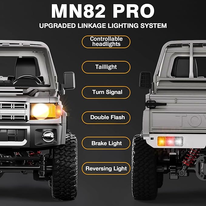 Upgraded MN82 PRO LC79 RC Rock Crawler 1/12 MNRC RC Crawler 4x4 Toyota LC79 Off Road RC Pickup Truck 4WD 2.4GHz RC Climing Car RTF with LED Lights for Adults