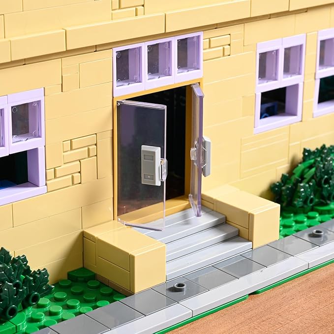 Simpsans Springfiald School Building Blocks - Moc American SCA Two-Story ArchitectureModular City House Building Sets - 3500 Pieces - for AdultsHobbyistCollector