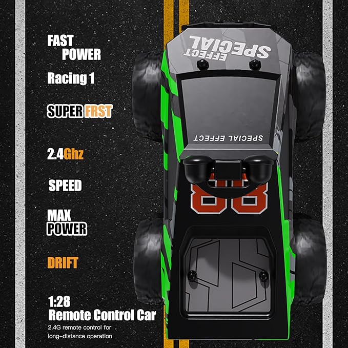 RC Cars FPV Camera RC Car with LED Lights - High Speed Remote Control Racing Truck for Adults &amp Kids 1:28 Scale Hobby Grade Off-Road Buggy Gift Set HD Live Video &amp Night Driving