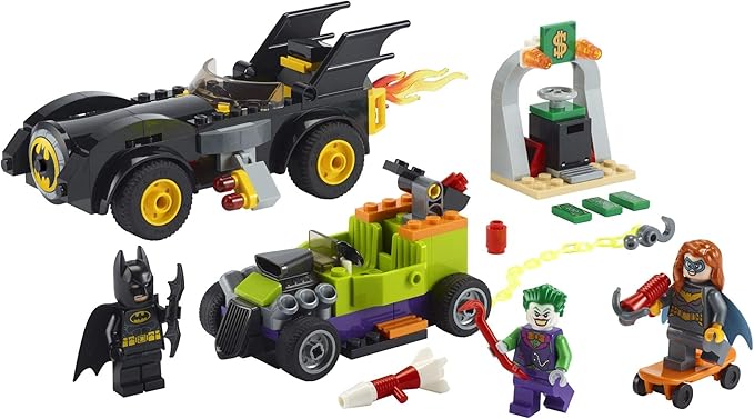LEGO DC Batman: Batman vs. The Joker: Batmobile Chase Building Toy Includes Batman Batgirl and The Joker Minifigures Plus Buildable Batmobile and Hot Rod New 2021 (136 Pieces) Multi Color