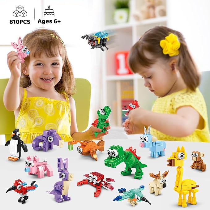 30 Packs Animal Party Favors for Kids 810 PCS Mini Animal Building Block Toy Set for Goodie Bag Fillers Classroom Prizes Easter Birthday Children's Day for Boys Girls Student Ages 6+