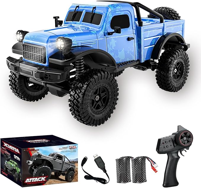 RC Pickup Truck C8813 Dodge Pickup 1:18 Scale All Terrain Remote Control Crawler 2.4 GHz 4WD Off-Road Rock Car with Alloy Frame Shock Absorber 45°Climbing Gifts for Teens Beginners
