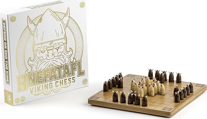 Hnefatafl Two Player Strategy Game with Wooden Game Board for Kids and Adults