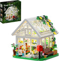 Flower House Building Set Creative Garden Playset Toy with LED Light Build a Greenhouse Model Great Gift for Friends or Girls (597 Pieces)