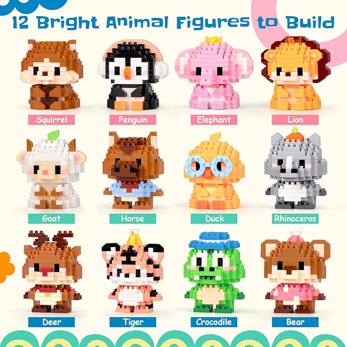 Party Favors Micro Animal Building Sets Easter 12 Pack Punch Box Surprise Mini Builds Goodie Bag Stuffers Gift Christmas Birthday Ages 14+