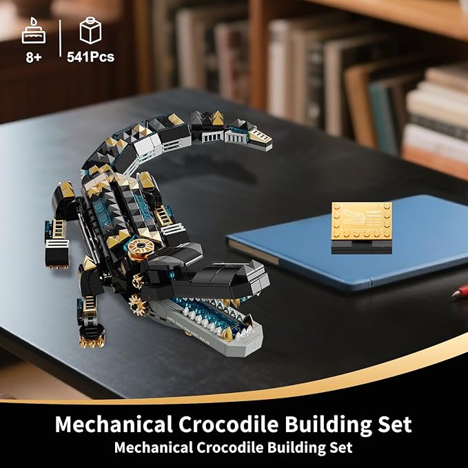 Crocodile Building SetsSTEM Dinosaur World Park Building ToySea Creatures Creativity Model Building KitMechanical Animal Brick SetBirthday Christmas Valentines Gifts for Kids Boys Girls 8+
