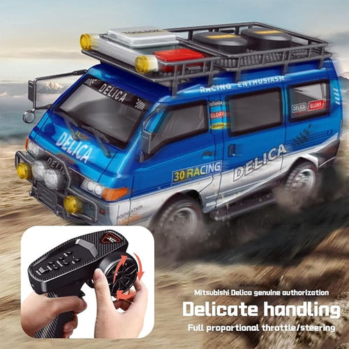 1:24 Scale RC Delica Van with Gearbox &amp Headlights 2.4Ghz Full Proportional 4WD RC Model Vehicle Remote Control Car for Adults &amp Hobbyists