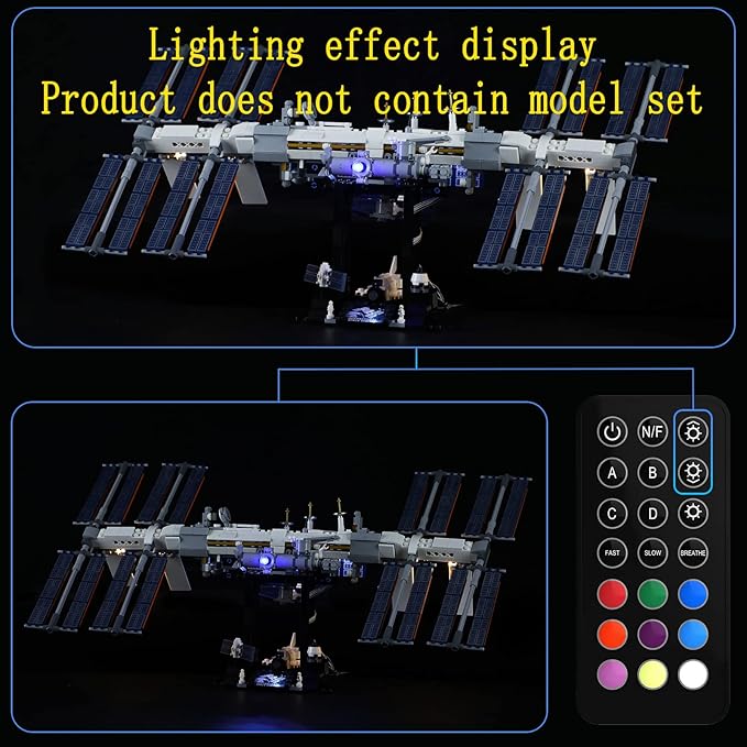 LED Light Kit (Remote Control) Compatible with Lego International Space Station - Lighting Set for Ideas 21321 (Model Set Not Included)