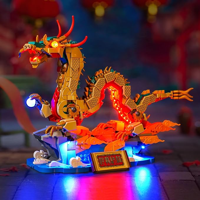Upgraded Led Light Kit for Lego Auspicious Dragon Building Set Compatible with Lego 80112 Model Gift Idea for Adults Adult Builders and Fans (Model Not Included)