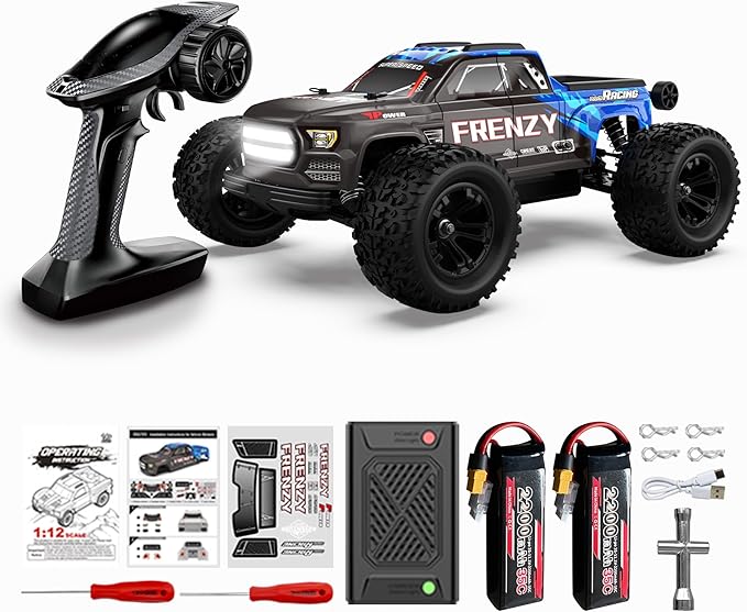 1/12 Brushless RC Cars for Adults RC Trucks 4x4 Offroad Waterproof Electric Powered High Speed Remote Control Car Fast Extreme All Terrain RC Truggy with 3S Battery for Snow Sand