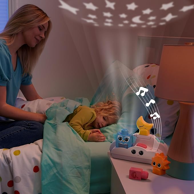 MEGA BLOKS Fisher-Price Toddler Building Blocks Toy Rise &amp Snooze Night Light with 30 Pieces Sound and Light Effects Star Projector Ages 1+ Years