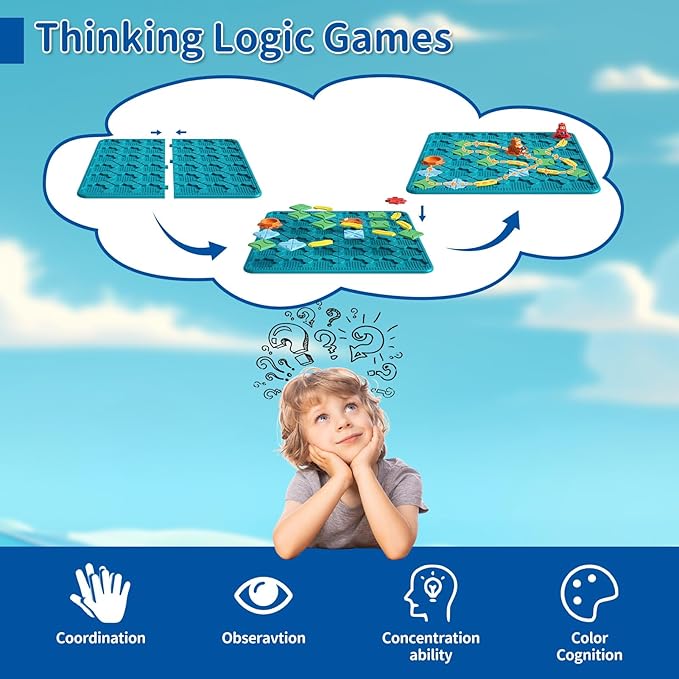 Kids Board Games Learning Toys STEM Educational Logic Kits with 200+ Challenges &amp 4 Difficulty Levels Brain Puzzles Maze Games for Boys Girls Ages 3-10 Birthday Gifts